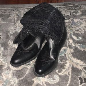 Black Faux Leather Cowboy Boot